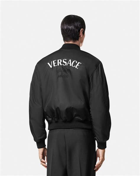 embroidered bomber jacket versace men|Versace bomber jacket leather.